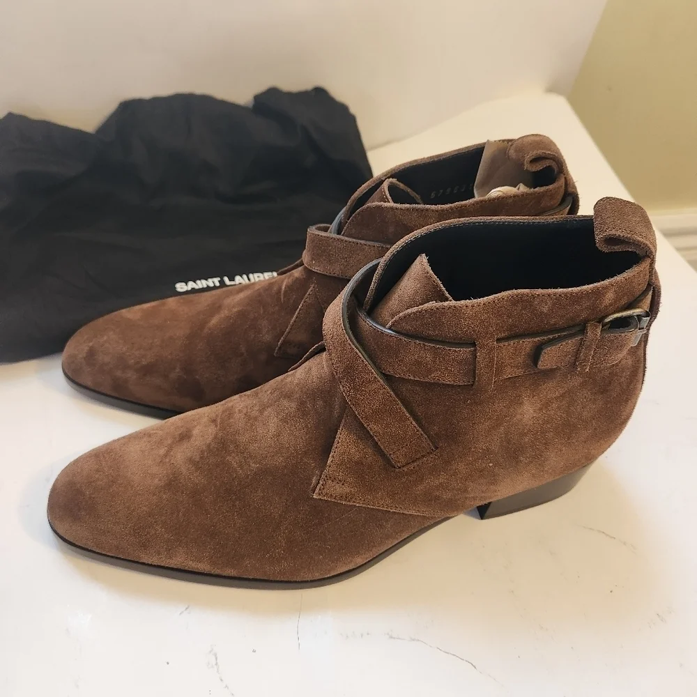 SAINT LAURENT WYATT 30 OTTERPROOF SUEDE BUCKLE BOOT size 41.5 BNWOB